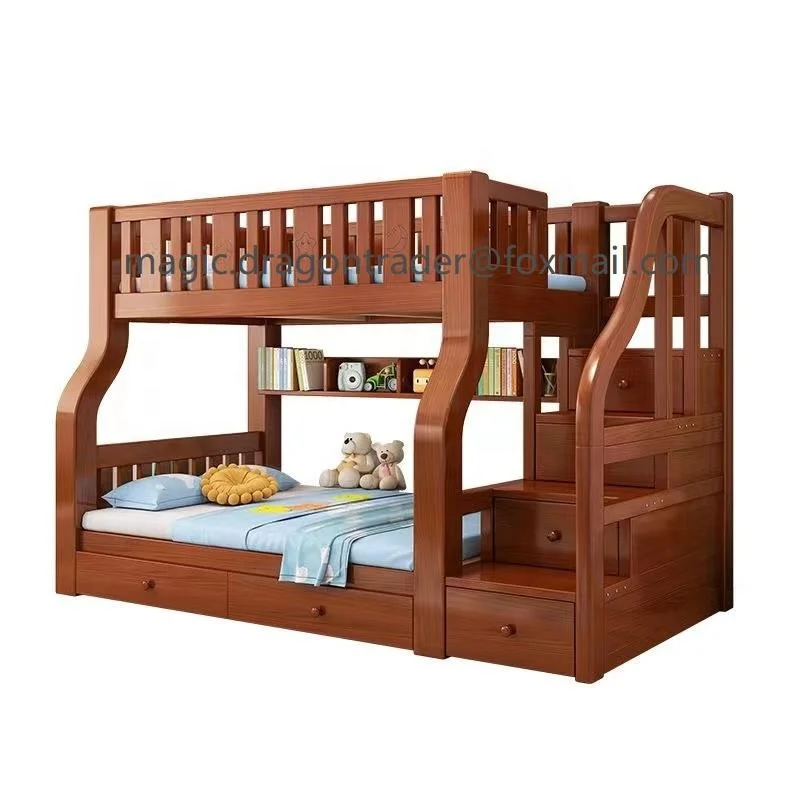 Modern bunk beds Children's solid wood hot selling bunk beds in grey dormitory beds