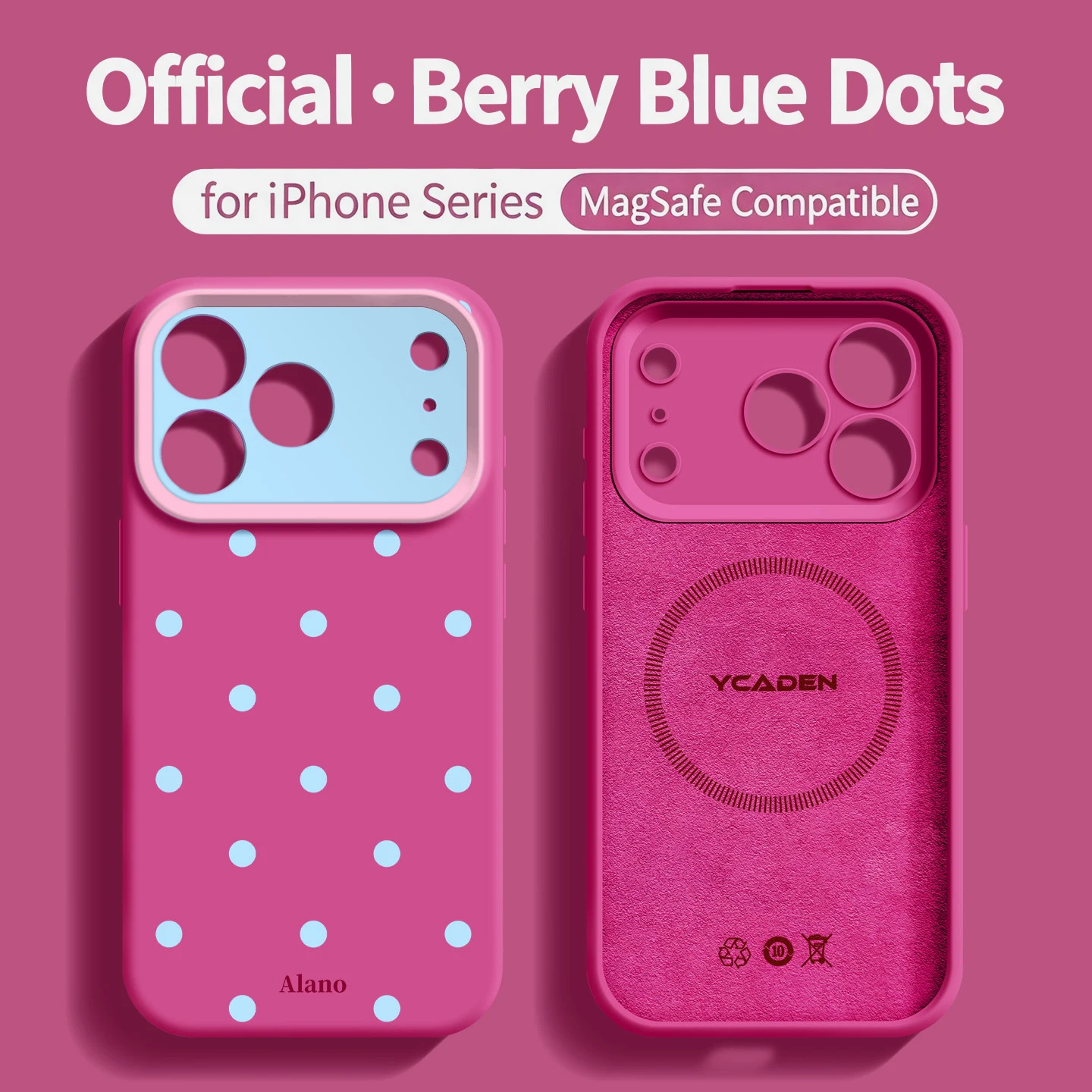 Nouvelle coque de téléphone en silicone liquide rose à pois mignons pour iPhone 17 16 15 14 13 12 Pro Max, antichoc, compatible MagSafe, avec couverture magnétique