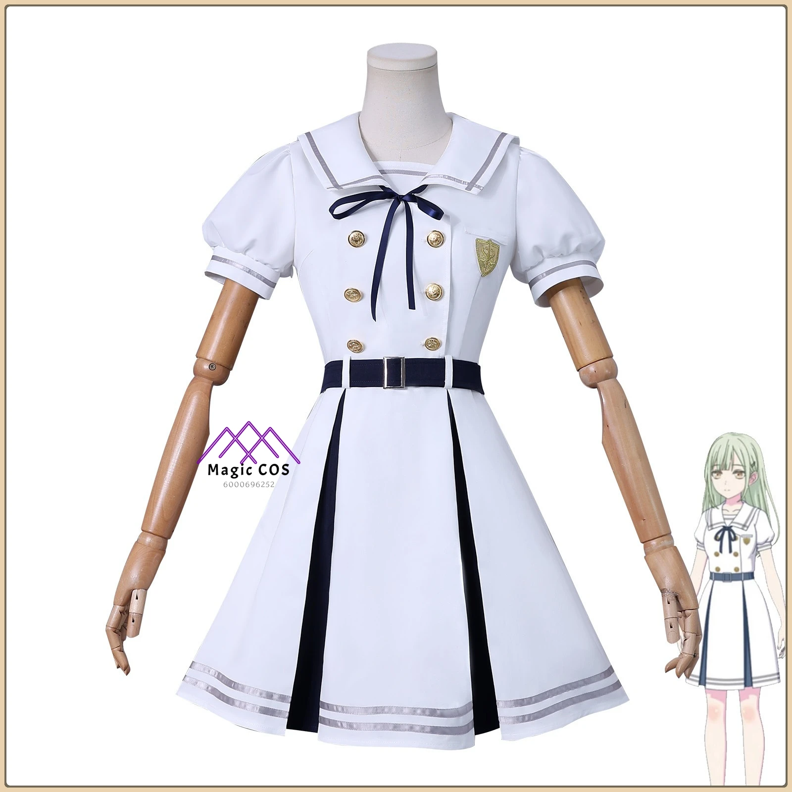 

Anime BanG Dream AveMujica Tsukinomori Cosplay Complete Set Summer White Uniform Wigs Full Accessories Comic Con Outfit Female