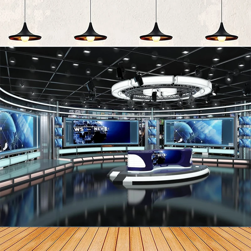 Fondo de fotografía de estudio de noticias Virtual, medios de noticias, programas de televisión, fondo de ancla de noticias, cartel de pared de fondo de fiesta