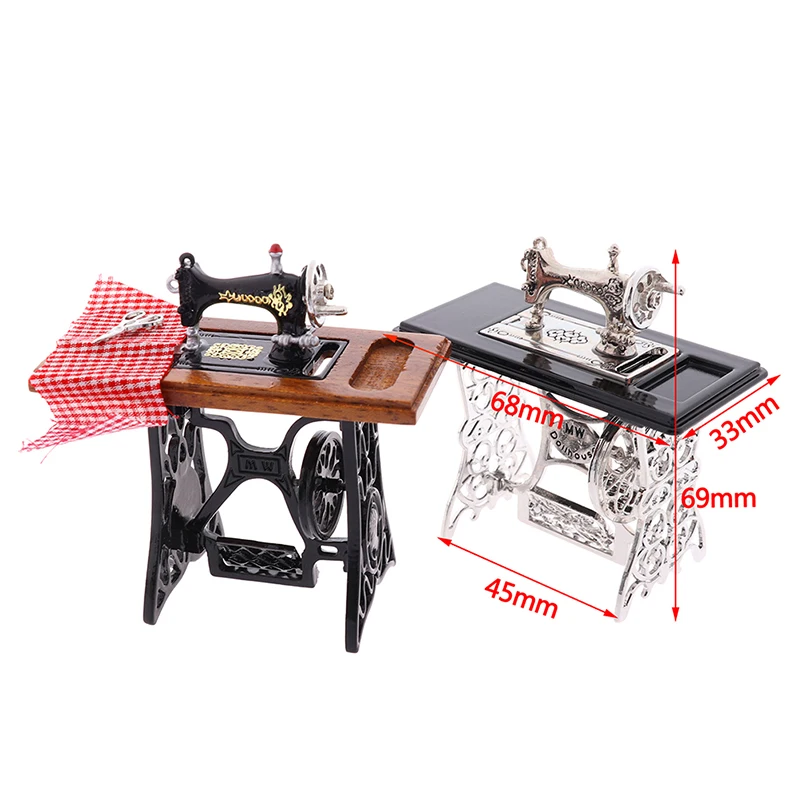 Mini Dollhouse Furniture Sewing Machine With Scissors For Decorative Doll Houses Realistic 1:12 Scale Craft For Kids Toys - Image 6