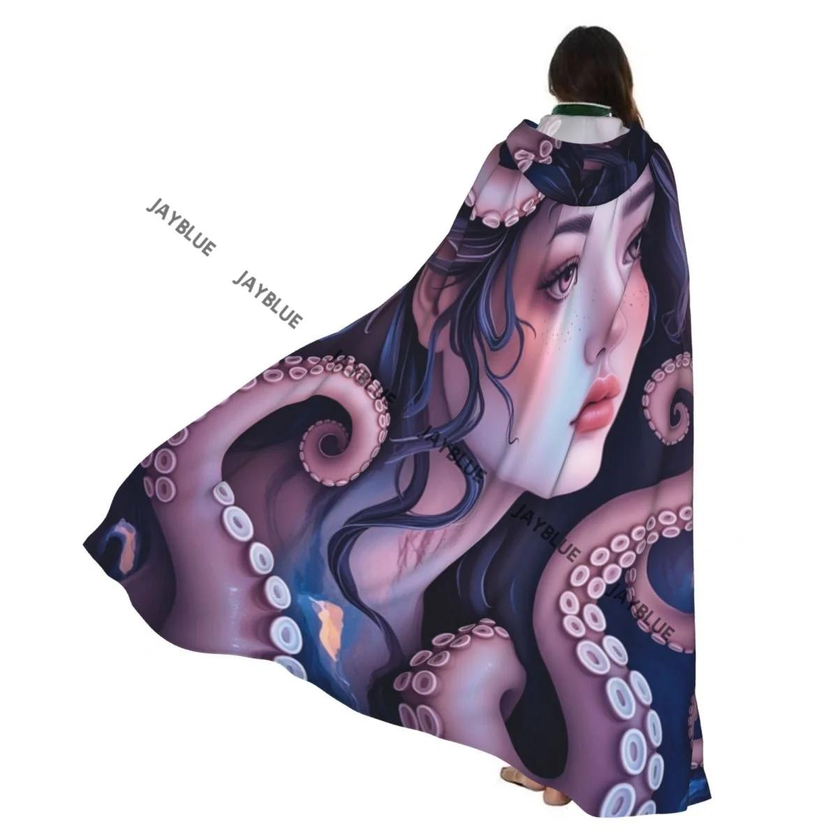 

Двусторонний плащ унисекс с капюшоном для взрослых вампиров, мечтательный осьминог