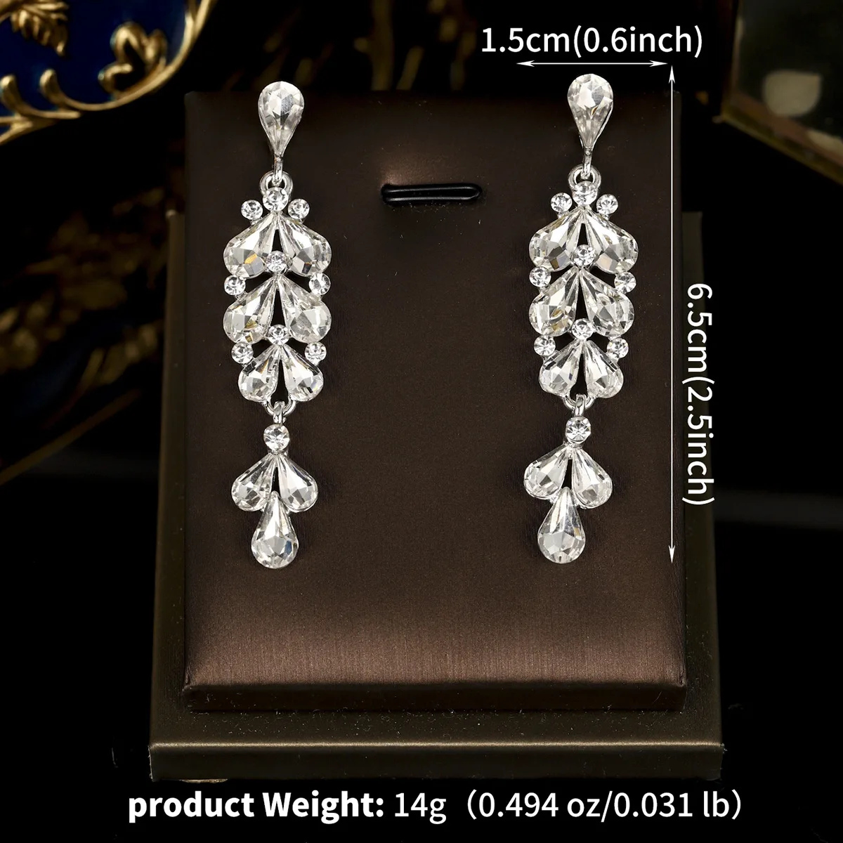 Floralbride Ins Style Sparkling Fashion Crystal Rhinestones Women Party Earring Chandelier Earring Bridal Wedding Drop Earring