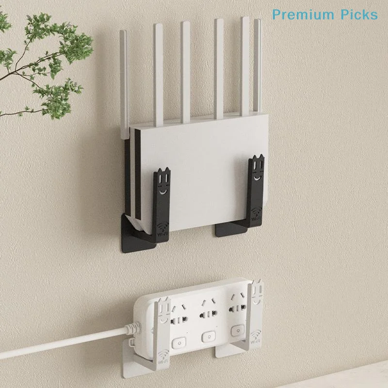portable2Pcs Drill-Free Wall Mounted Set-Top Box Holder Router Mount Bracket for Dorm Apartment Small Space Device Storage