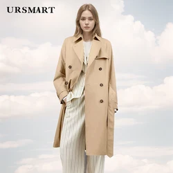 Classic Khaki Double-Breasted Women's Trench Coat – Long Cotton Elegant & Modern Windbreaker