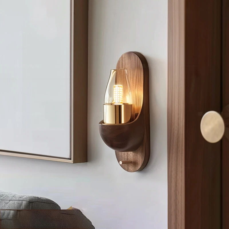 

Modern Home Vacation Entrance Wall Lamp French Solid Wood Glass Living Room Wall Lamp Bedroom Bedside Lamp