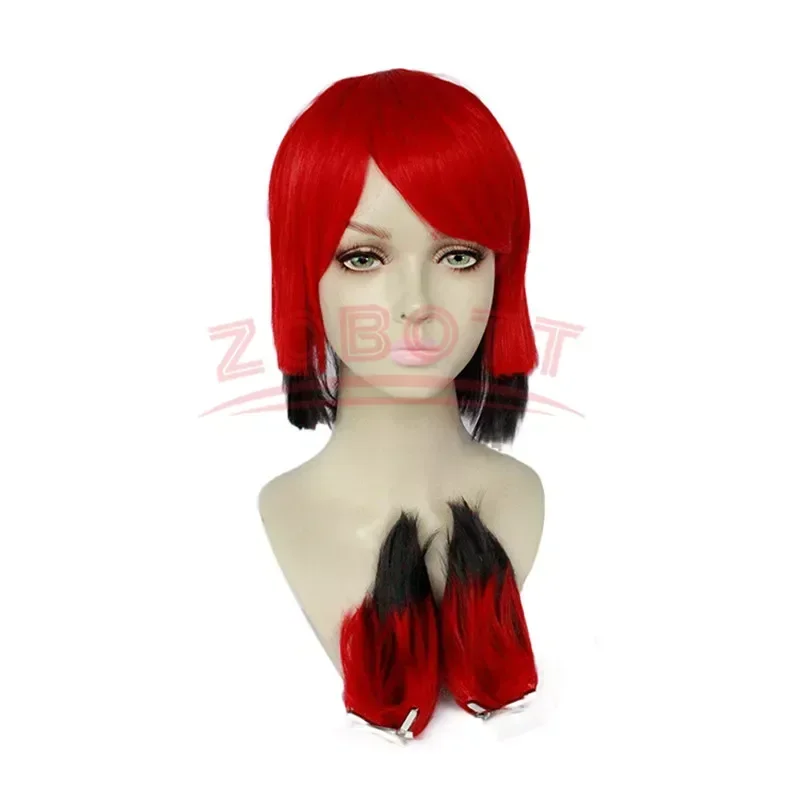 Alastor Wig Anime Cosplay Red Black Hair Alastor Men Cosplay Wig Hazbin Cosplay Hotel Heat Resistant Synthetic Hair Wig