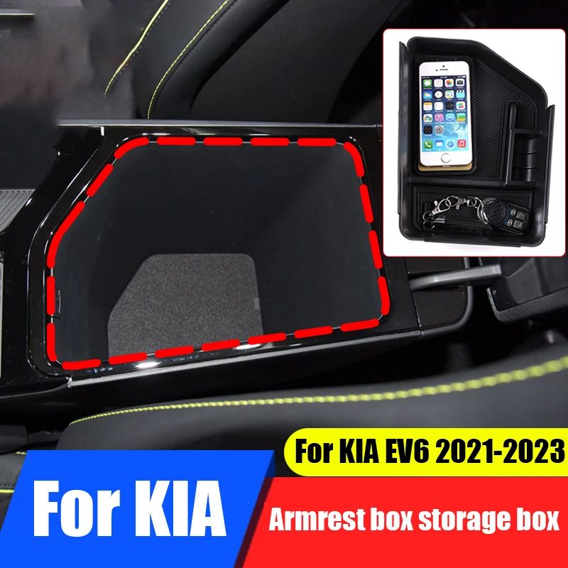 

For KIA EV6 2021 2022 2023 2024 Armrest box storage box ABS material interior storage and organizing parts
