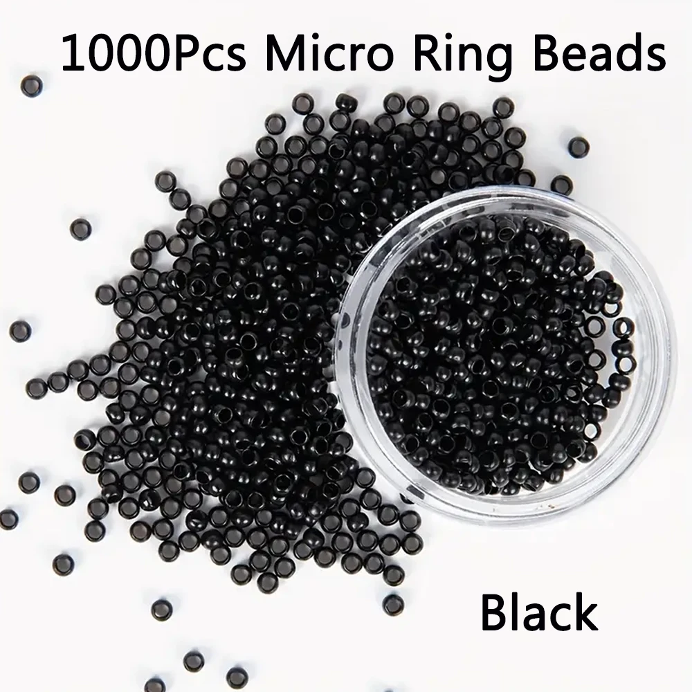 1000 Stück Nano-Ring-Mikrolinks-Haarverlängerungsset, Mikroperlen-Zughaken und Mikroperlen-Schlaufenwerkzeug, für Haarverlängerungen – Detail 4