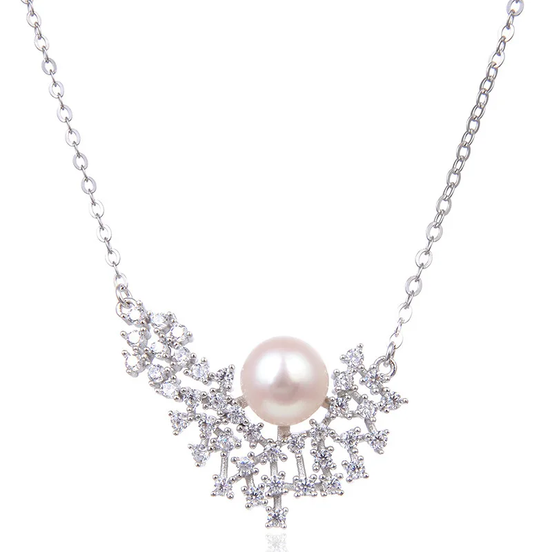 Fine Necklace  Flower  Stars Pave Zircon Pearl ,New Thomas Style Glam Fashion Jewelry For Women  925 Sterling Silver