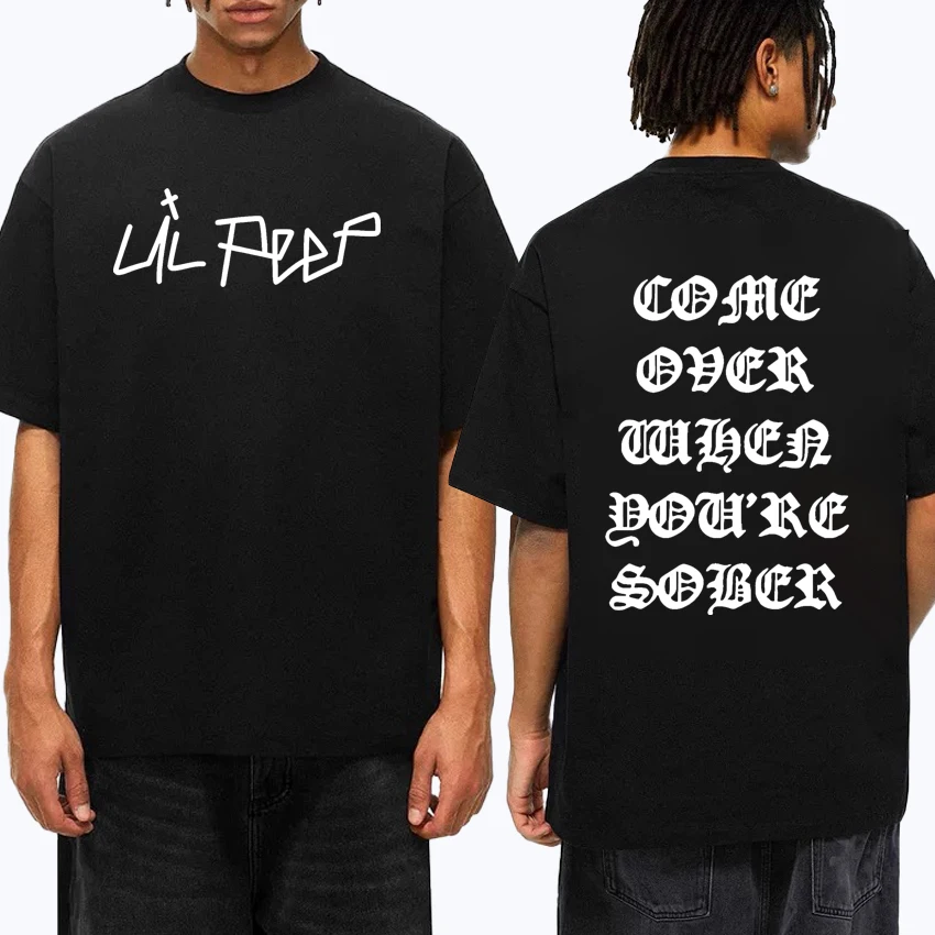 

Hot Rapper Lil Peep Come Over When You're Sober Tour Double Sided print Tee shirt Men Women Cotton short sleeve t-shirts Unisex