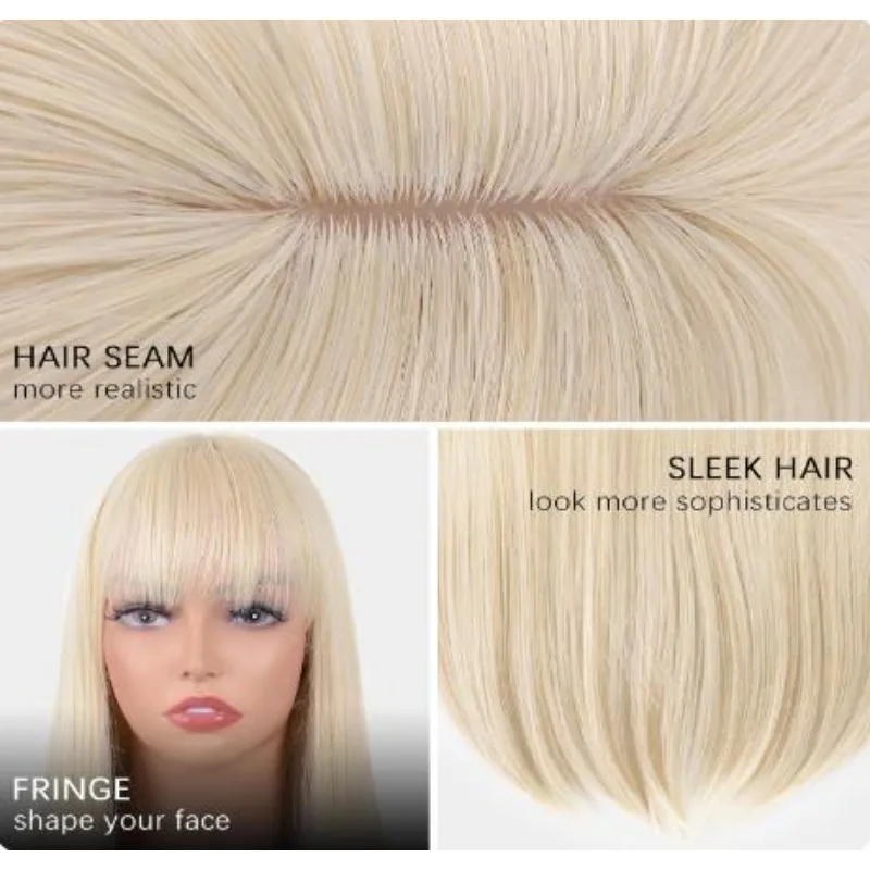 Parrucca con frangia per donna Parrucca lunga diritta con tintura divisa Parrucche sintetiche resistenti al calore Parrucca cosplay per ragazze per uso quotidiano per feste di Halloween