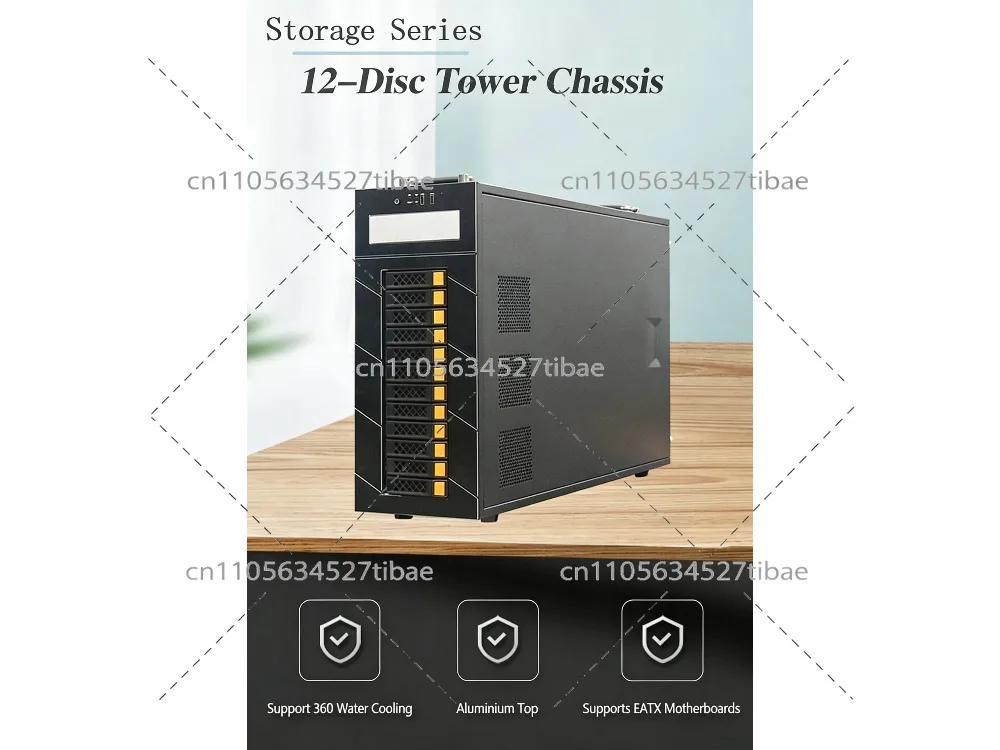12-Drive Tower Chassis with Multiple Extensions for  Main Board Redundant Power Hot-swappable Servers