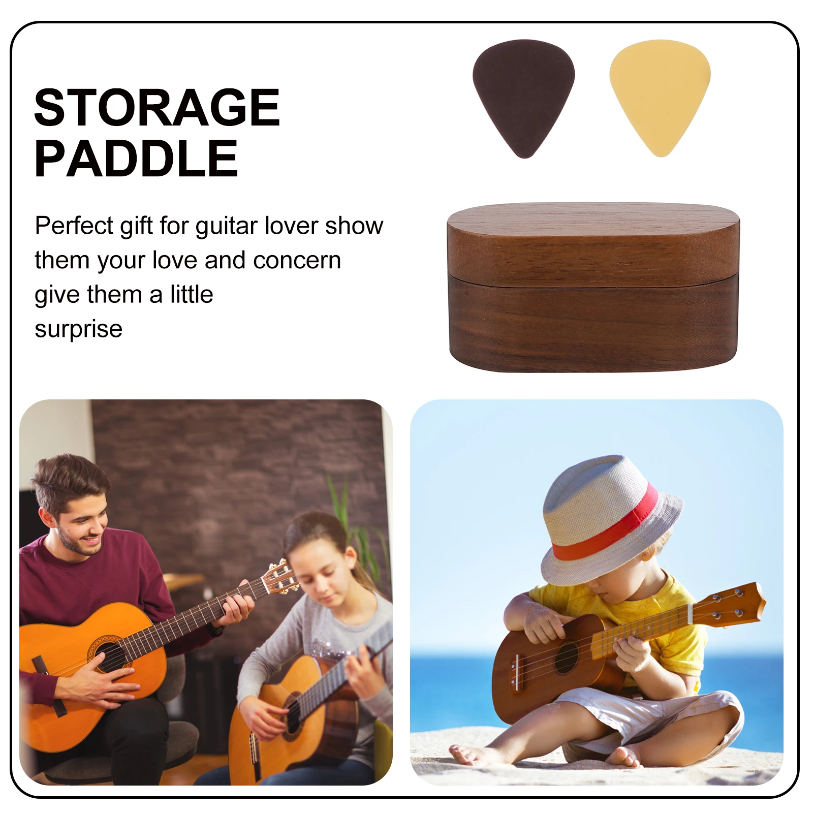 

Pick Storage Box Guitar Picks Container Holders Cases Convenient Instrument Portable Plectrums Wooden Mini Travel
