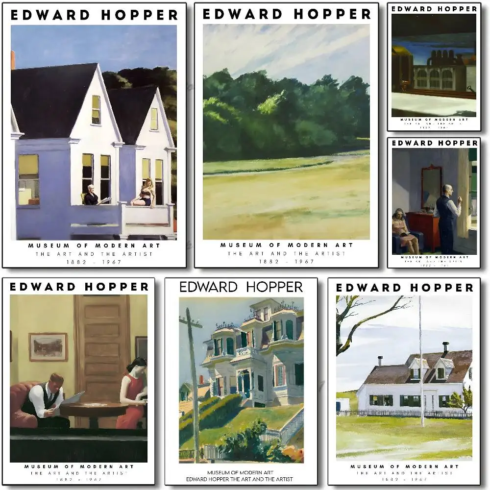 Edward Hopper Museum Exhibition Art Poster Self-adhesive Art Room Entrance Restaurant Wall Decor Art Painting