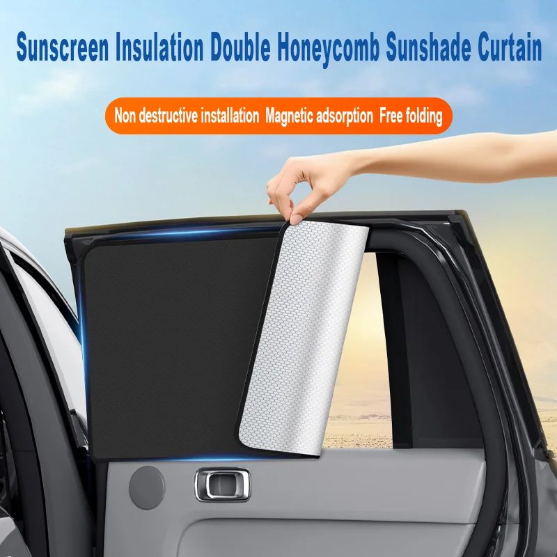 Magnetic Car Window Sun Shade Insulation Sunshade Curtain Foldable UV Protection Car Side Window Sun Visor for Vehicle Privacy