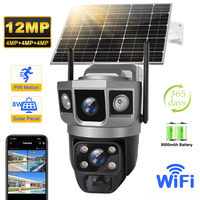 V380 Pro 12MP  Solar WIFI IP Camera CCTV Two Lens Three Screen Auto Tracking Outdoor 6K Security Surveillance PTZ Camera