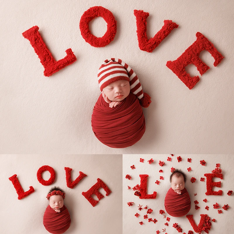 

Christmas-Themed Newborn Set Striped Knitting Hat + Baby Swaddle 2 Pieces/Set Baby Photography Scene Props Knit Christmas outfit