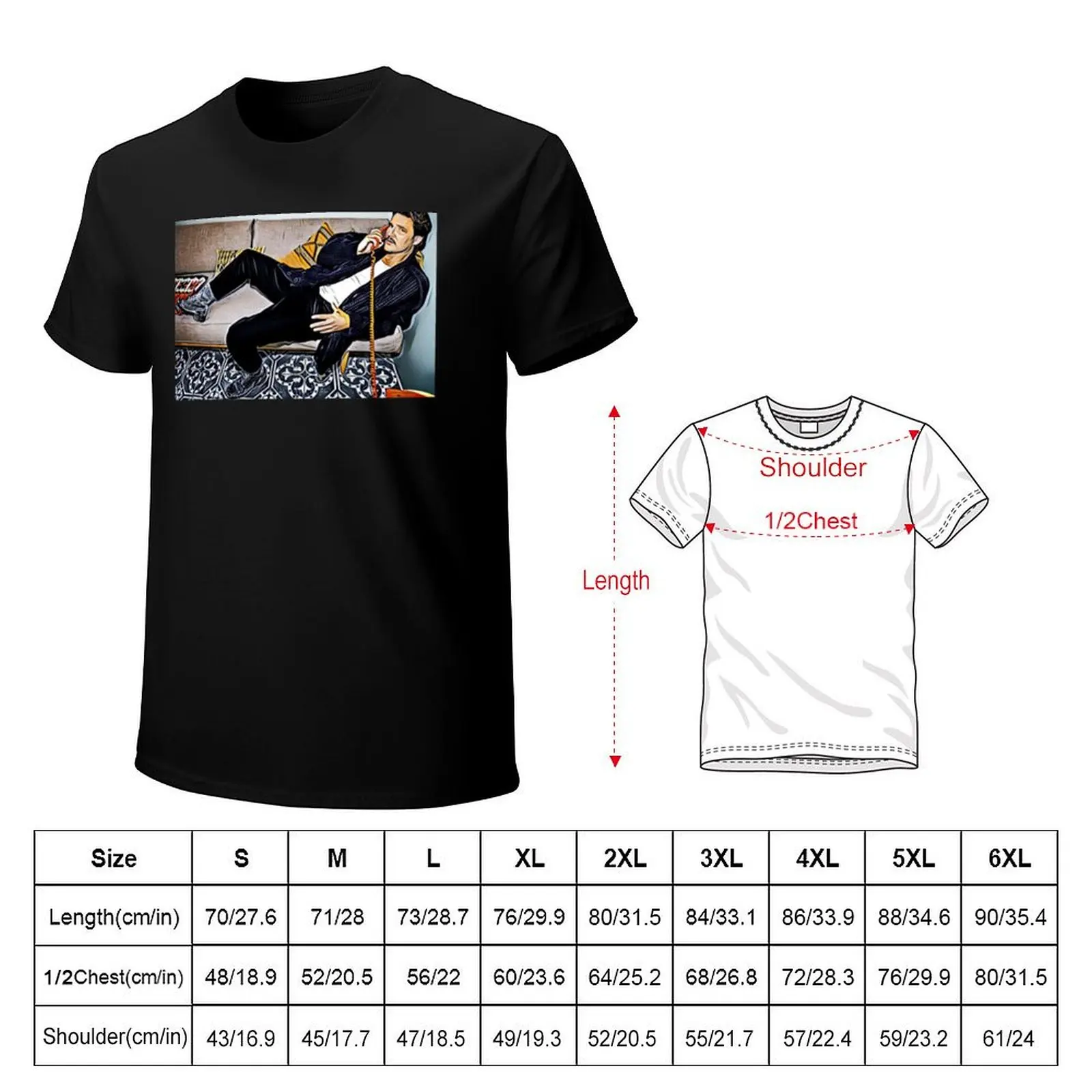 Pedro Pascal Is Calling You Digital Paint Art T-Shirt Retro Graphic Print T-Shirt