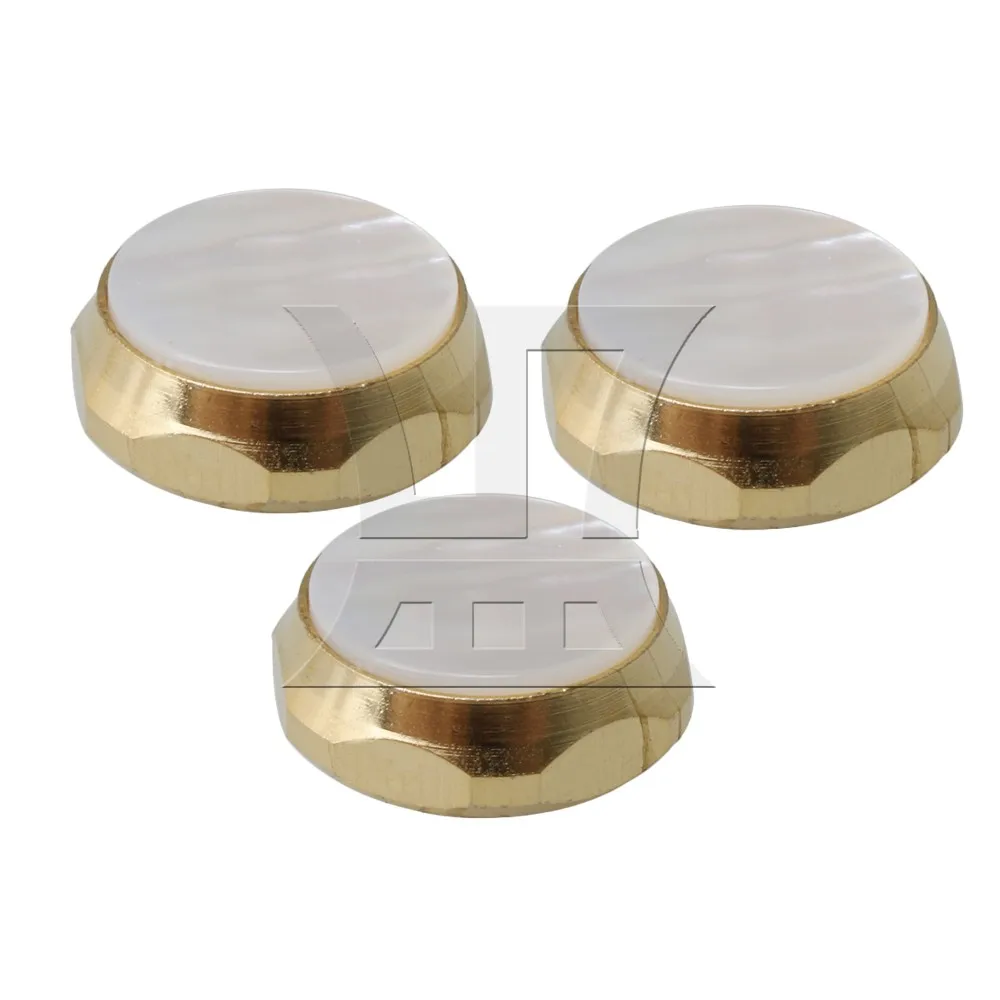 Yibuy Zinc Alloy White Shell Inlay Finger Hexagon Buttons for Trumpet Instrument