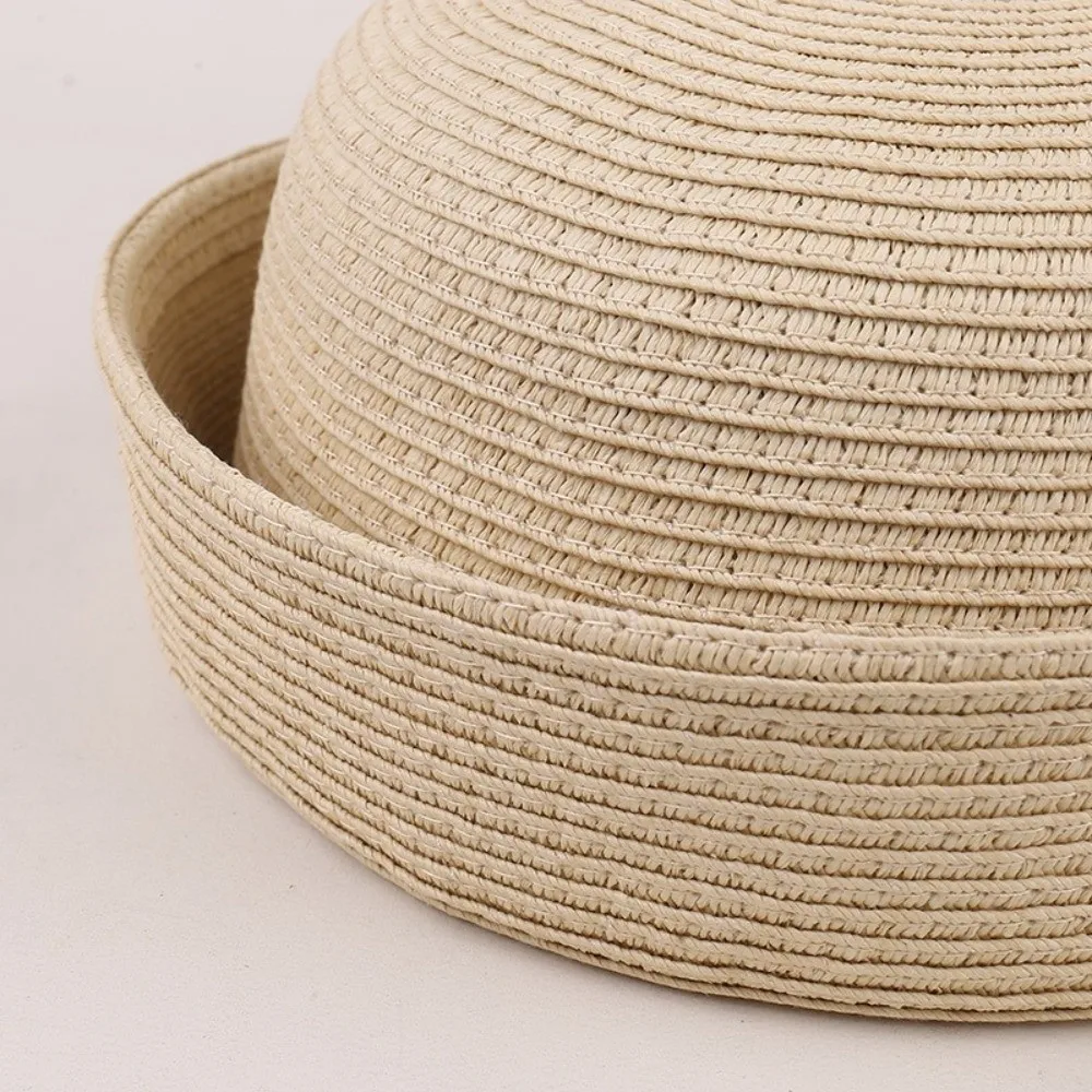 New Solid Women's Straw Pillbox Hat Round Shape Vintage Style Brimless Cap Structured Crown Painter Hat Beach Outfits