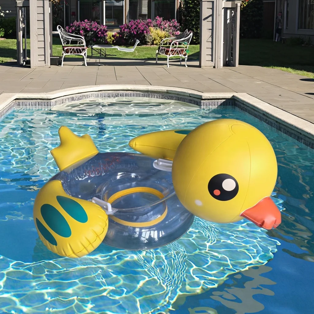 

Inflatable Clear Transparent Yellow Duck Swimming Pool Tube, Swimming Pool Rings Toys Water Floats Inflatable