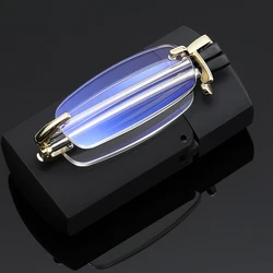 Rimless Diamond Cut Portable Folding Comfortable Oval Multilayer Coating Women Reading Glasses +0.75 To +4