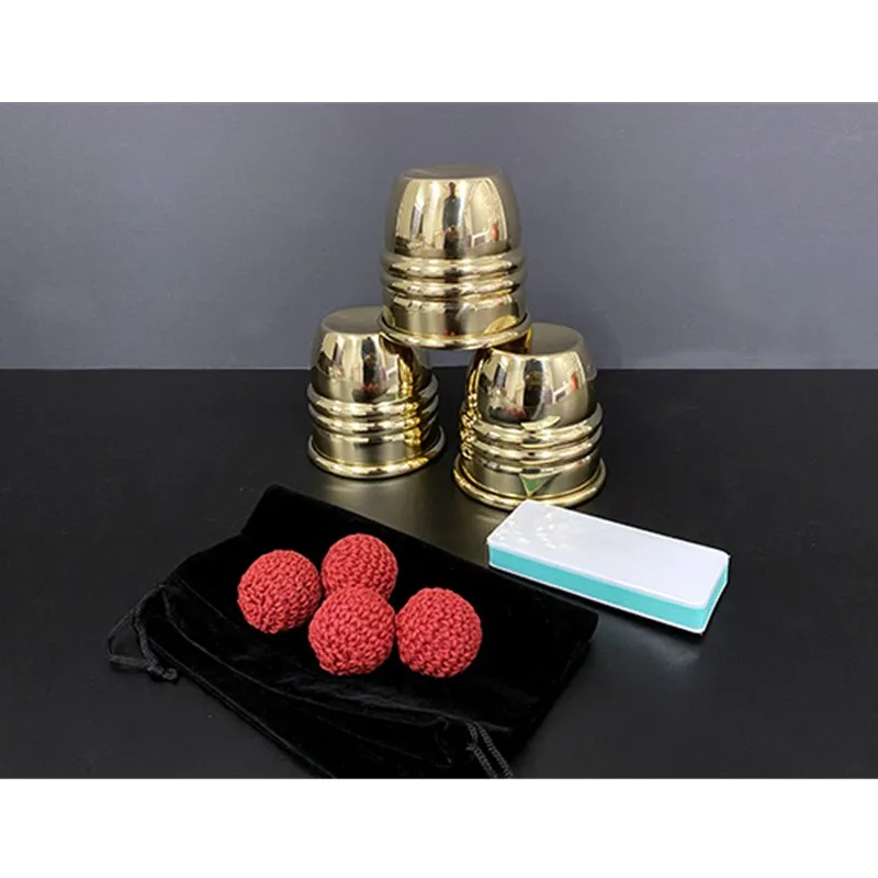 Super Cups and Balls (Brass) by Oliver Magic Copper Magic Tricks Magician Close Up Illusion Gimmick Magic Props Professional