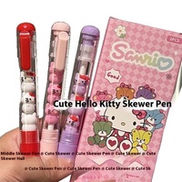 Hello Kitty 12Pcs Gel Pen Cartoon Set Sanrio 0.5mm Black Personality Ins Wind Fun Decompression Pen Students Learn Stationery