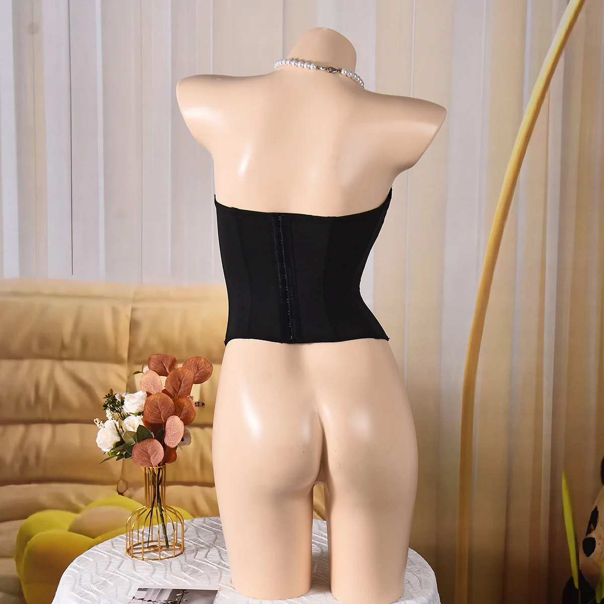 Damen Kurzes Overbust-Korsett-Top Einfarbiges Crop-Top Bauchkontrolle Shapewear Schlankheits-Bodyshaper Stahlknochen-Bustier-Weste – Detail 23