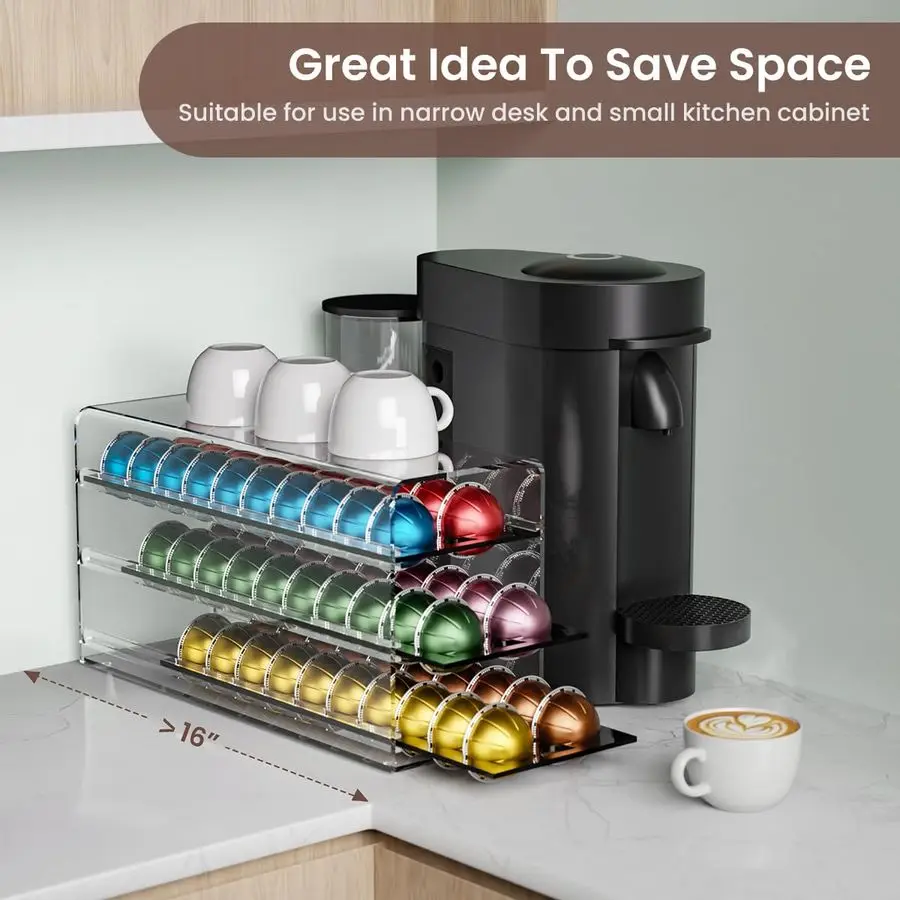 

Органайзер для капсул Nespresso Vertuo, 3 яруса, на 60 капсул, для кофемашины, кухни, домашнего офиса