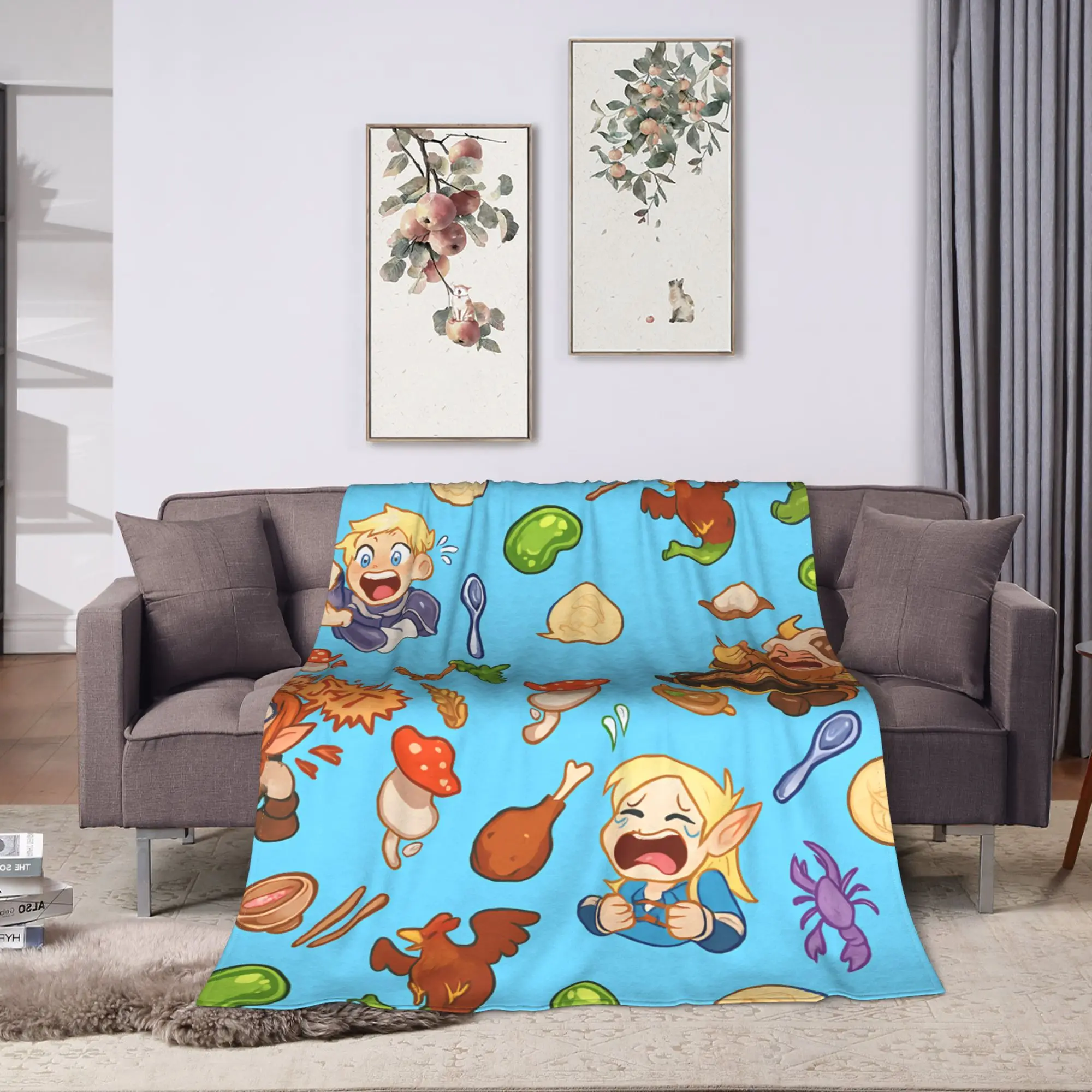 Dungeon Meshi Anime Marcille Laios  Flannel Blankets Winter  Warm Throw Blanket Kids Outdoor Novelty Bedspread Sofa Bed Cover