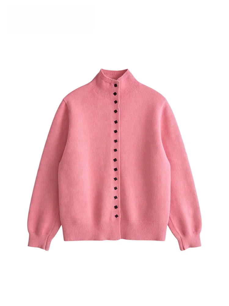 

Loose Long Sve Knitted Sweater Women's Casual Sle Winter New plus Size Casual Loose Fit Stand Collar Top for plus Size