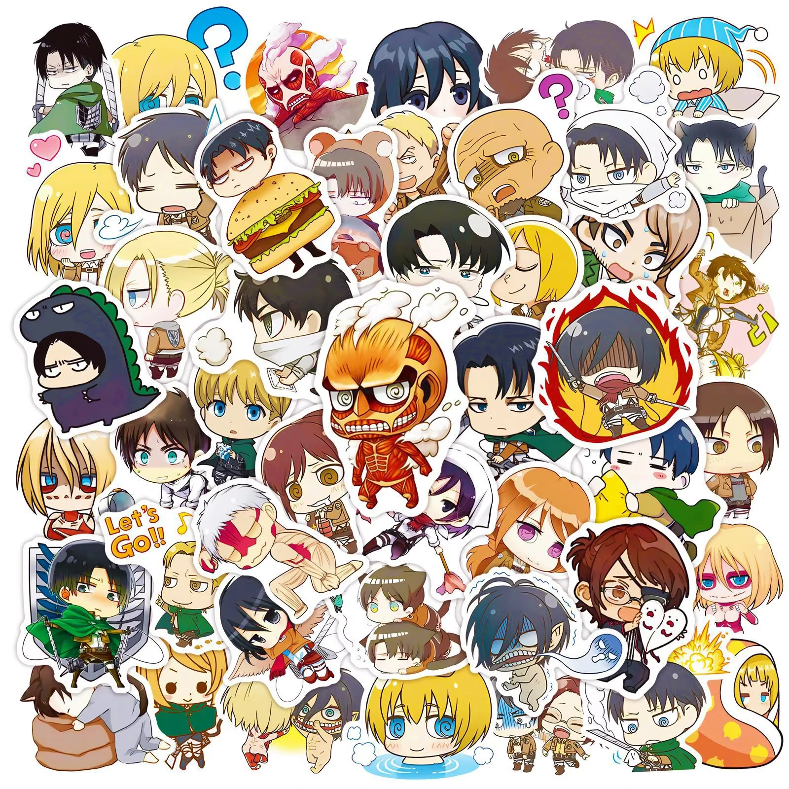 

50Pcs Q Version Attack On Titan Stickers DIY Stickers Scrapbooking Phone Luggage Skateboard Vinyl Waterproof Graffiti Decals