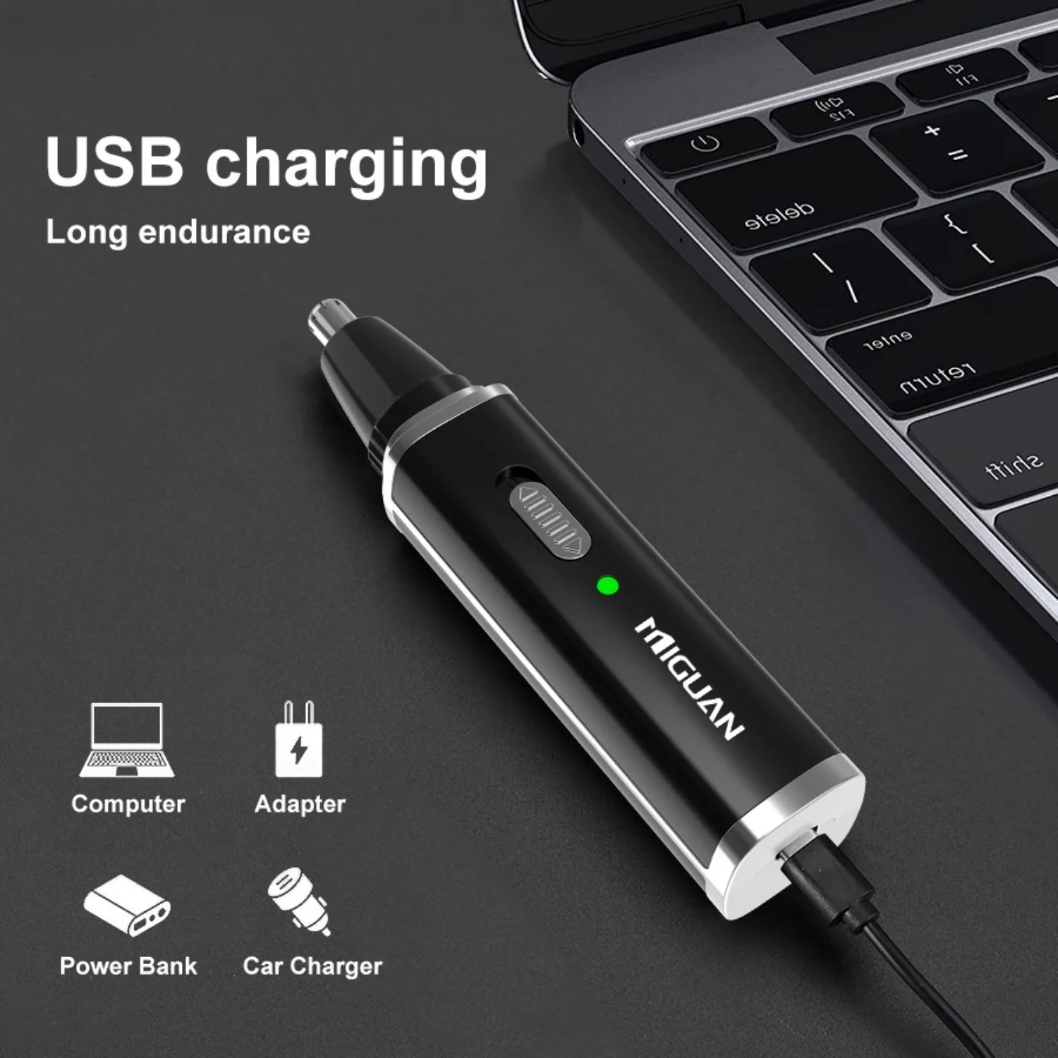 Recortador Recargable 4 en 1: Adornos de vello de nariz/orejas/de cejas, sin tirar/enganche, fácil de limpiar: un regalo de hombre pensativo