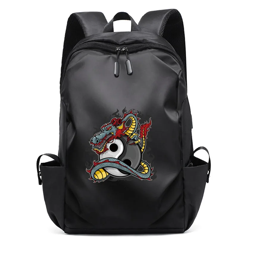 

Men USB Charging Waterproof Laptop Oxford Male Business Women's Backpacks Funny China Dragon Pattern Printed Girl Rucksack