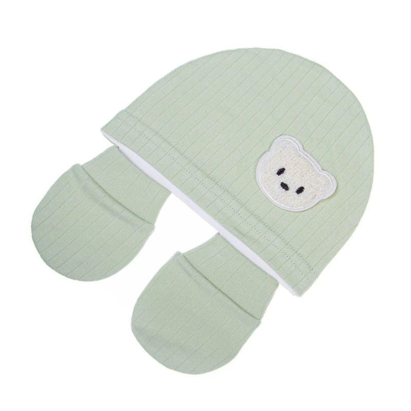 Comfortable Newborns Baby Hat with Matching Scratch Proof Mittens 0-12 Months Infants for Keeping Little Fingers Warm