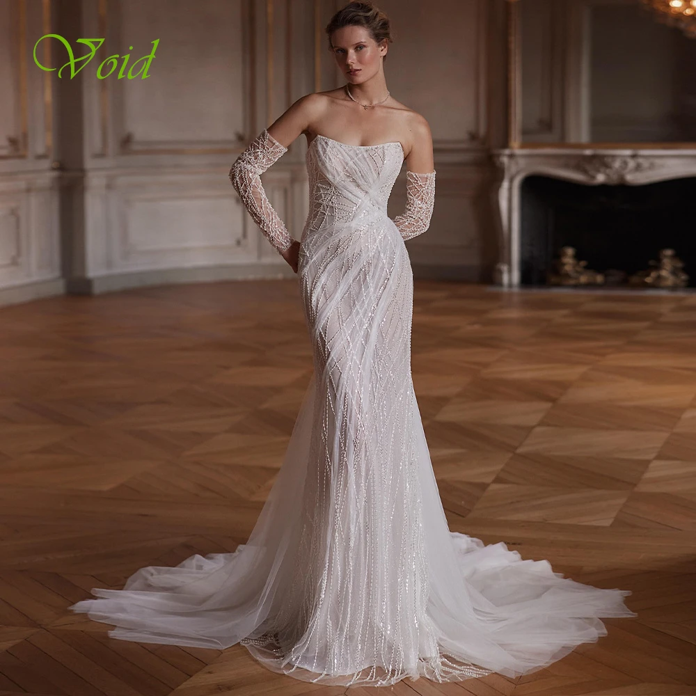 Customized Sexy White Organza Wedding Dress Formal Strapless Sleeveless Bridal Gowns Soft Mermaid Court Train Vestido De Novia