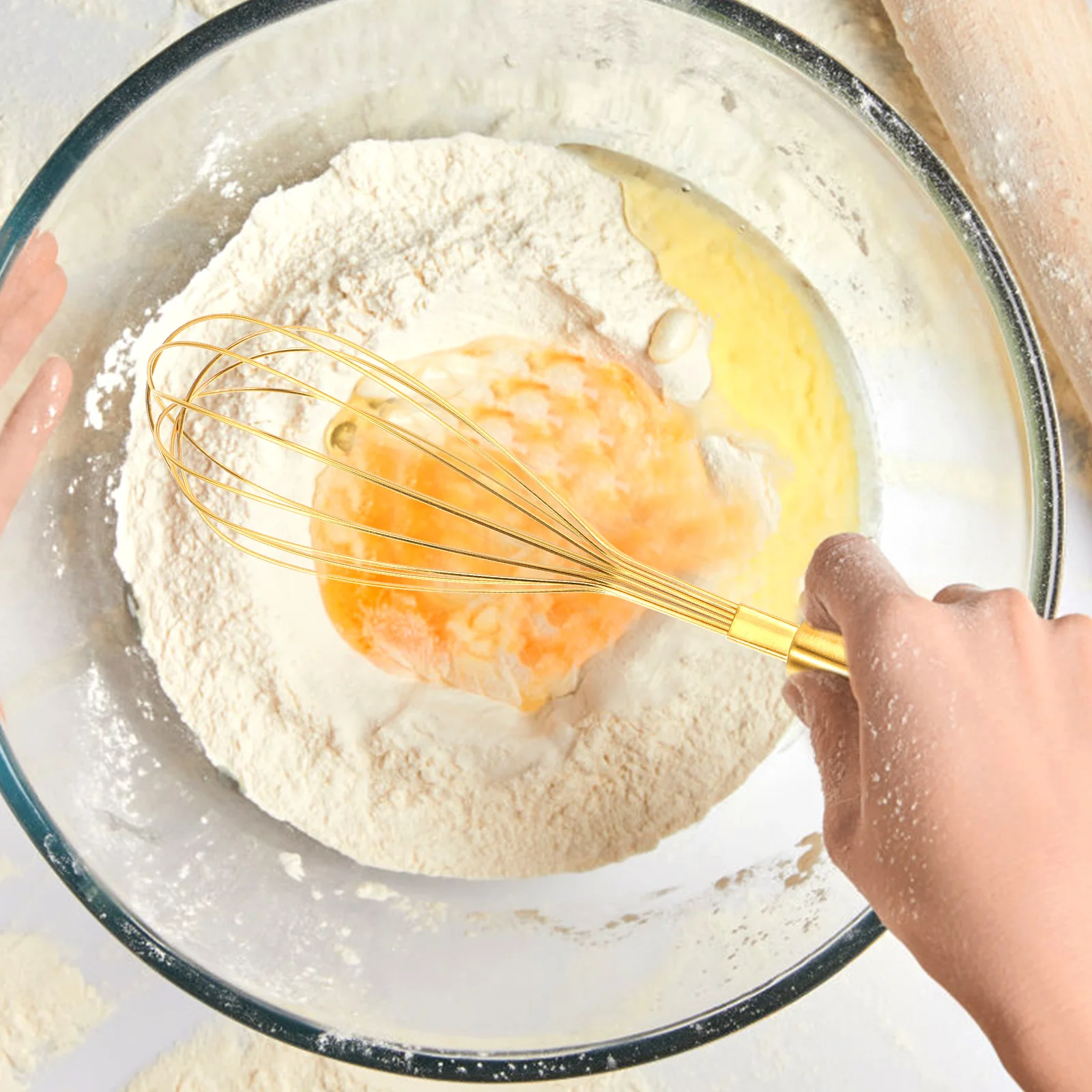 

1 set Handheld Egg Mixer Stainless Steel Manual Whisk Non-Slip Design For Kitchen Cooking Efficient Mixing Tool Portable Cream