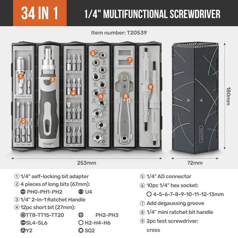 Hi Spec 34/75PC Multifunctional Precision Screwdriver Ratchat combination Set Laptop Repair Tool Set small household driver