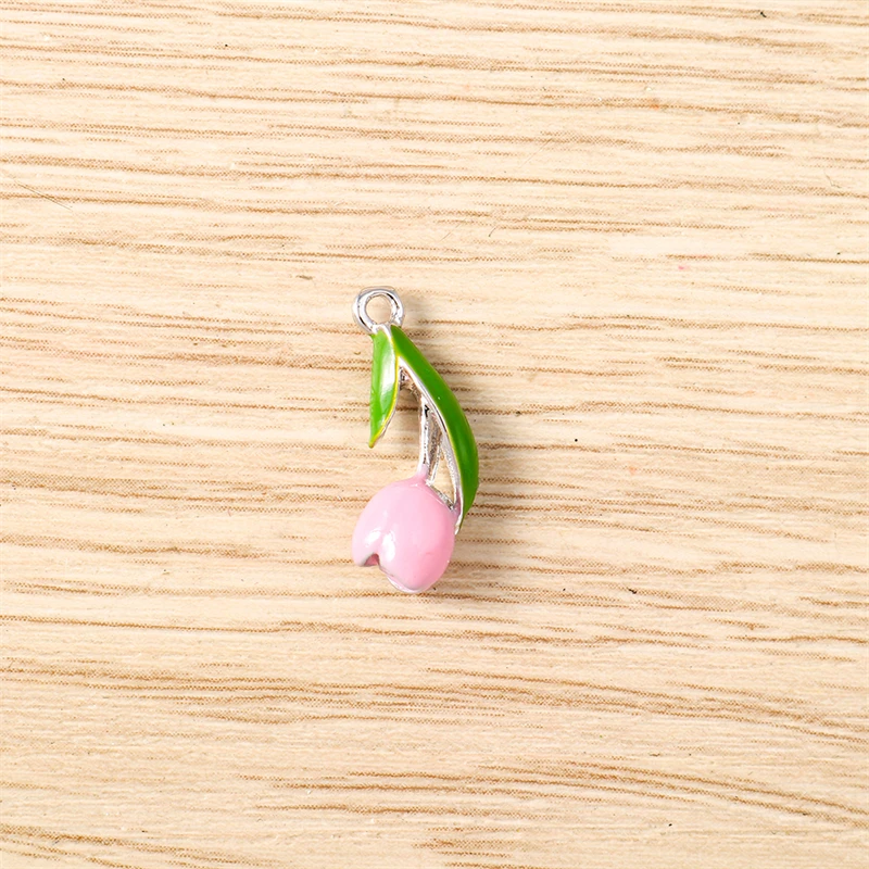 5 Stück 7x17mm Niedliche Bunte Emaille-Tulpenblumen-Anhänger für Schmuckherstellung, Ohrhänger, Halsketten, DIY-Bastelzubehör – Detail 11