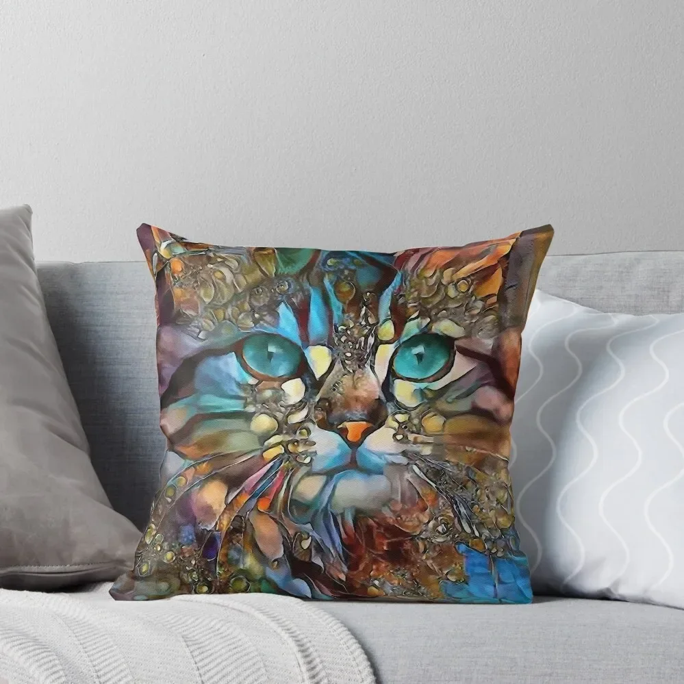 Andyna, cat, chat, cat, lea roche paintings Throw Pillow ornamental pillows Cushions Home Decor Cushions For Children Pillow