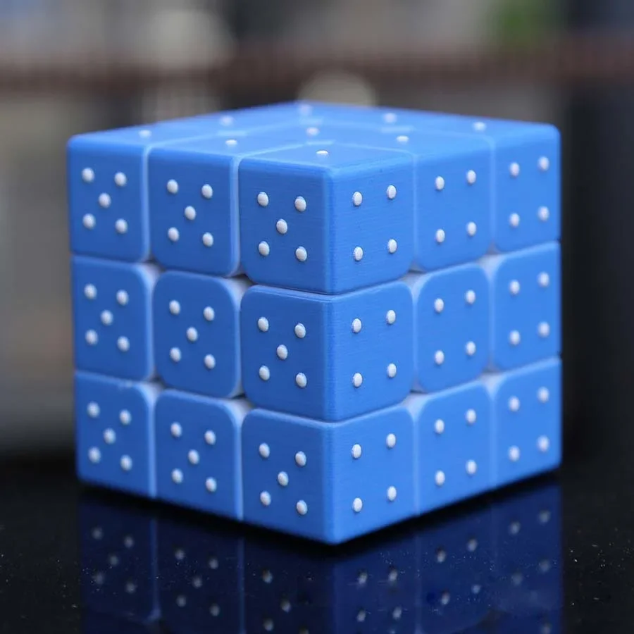 Personalized Braille 3x3x3 Smooth Magic Cube Blue Black Children\'s Puzzle Early Learning Science Teaching Toys Magic Cube