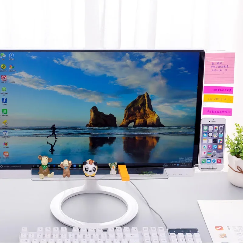 Creative Acrylic Monitor Message Memo Board for Sticky Note Transparent Name Card Phone Holder Desktop Plastic Holder Stationery