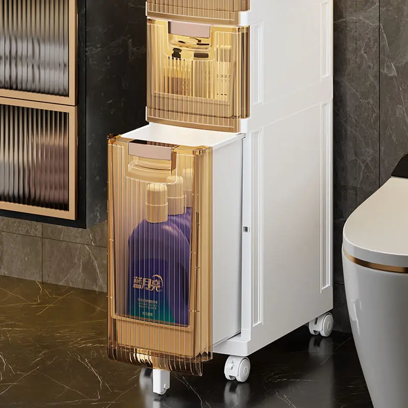 Multi-Layer Bathroom Cabinet Storage Rack Toilet Drawer Organizer Narrow Household Bath Kitchen Shelves Side Cabinet Restroom