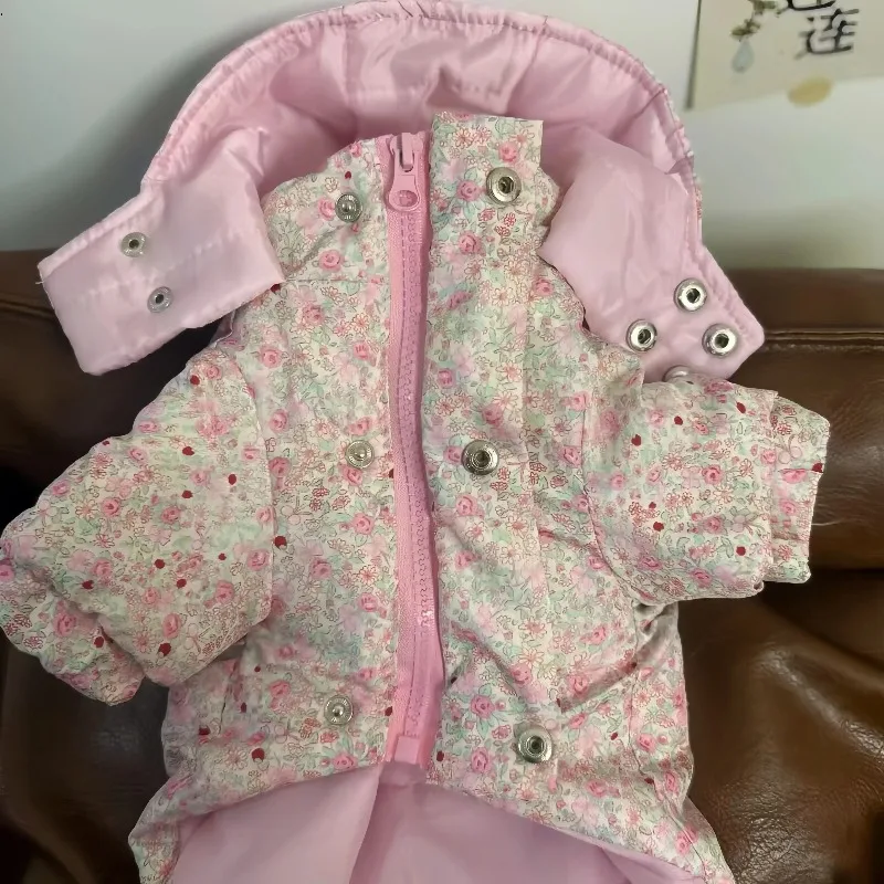 Autumn and Winter Dog Clothes, Cotton Clothing, Pet Floral Cotton Clothing