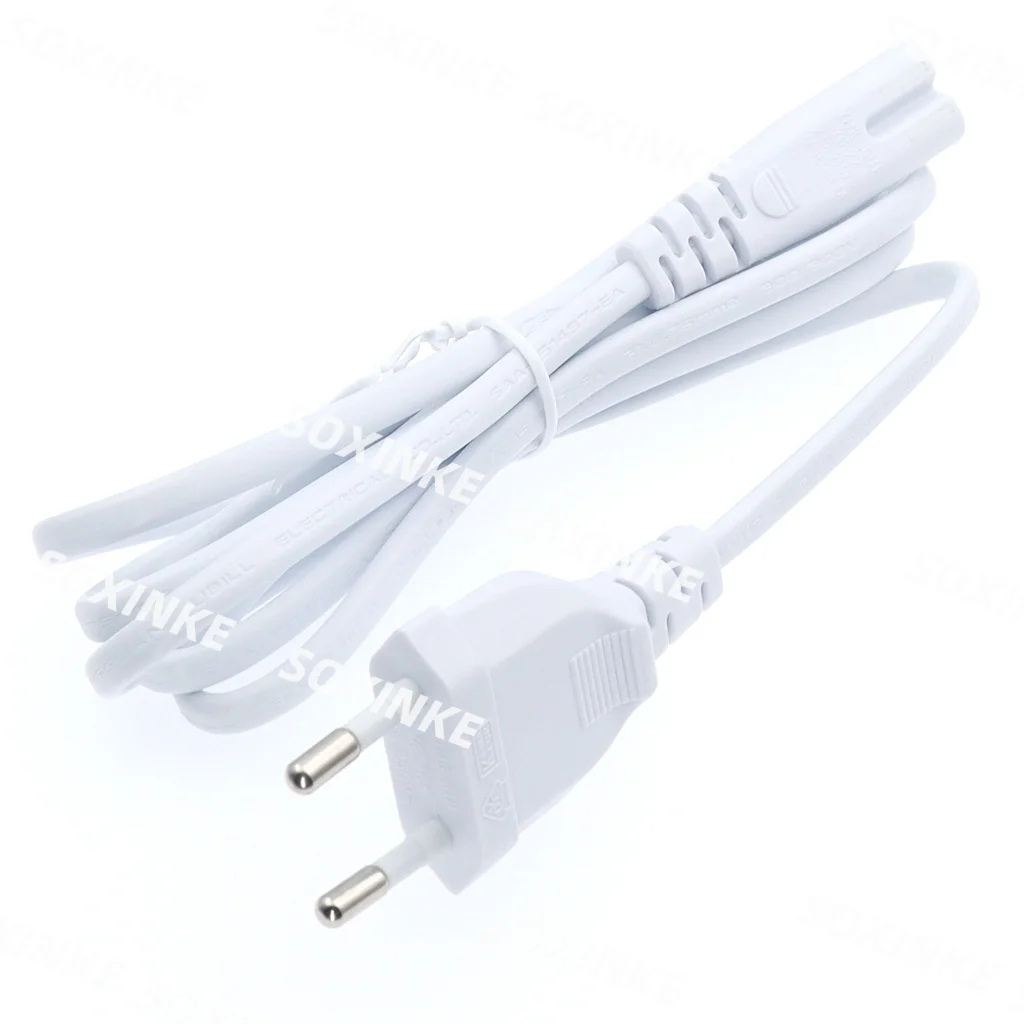 White 2Prong EU to C7 Extension Cable Lamp Power Supply America European Figure 8 Power Cord For Led Lighting 0.3M/1.5M