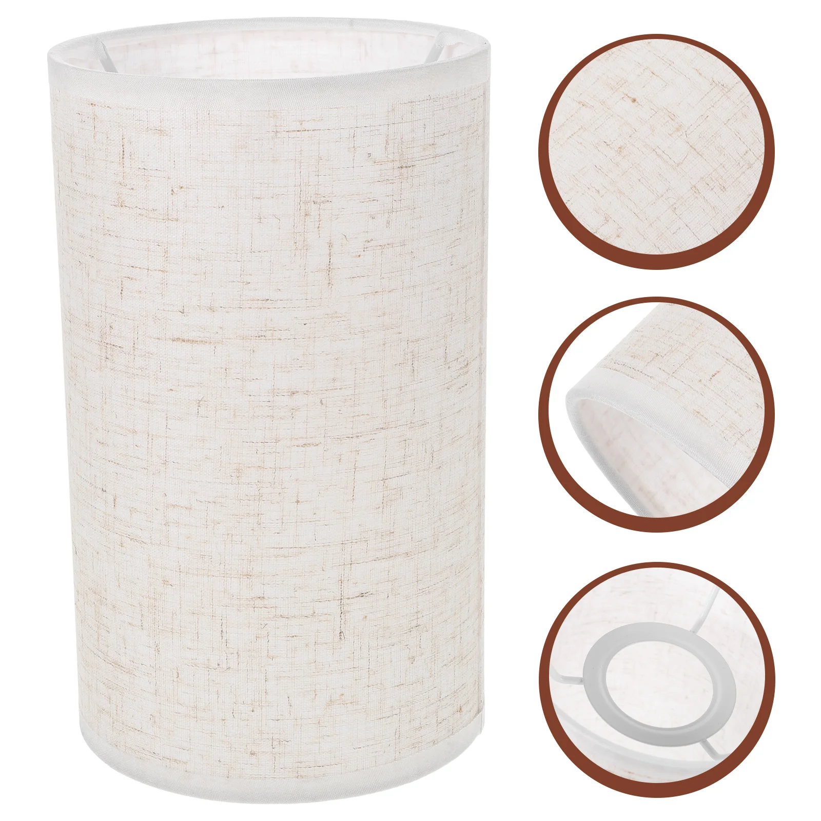 Fabric Lampshade Table Cylinder Shades for Drum Barrel Mini Small Metal Beige Desk Office
