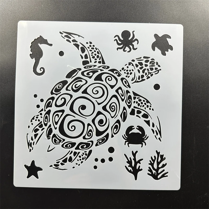 20 *20 cm sea turtles DIY  mandala mold for painting stencils stamped photo album embossed paper card on wood, fabric, wall