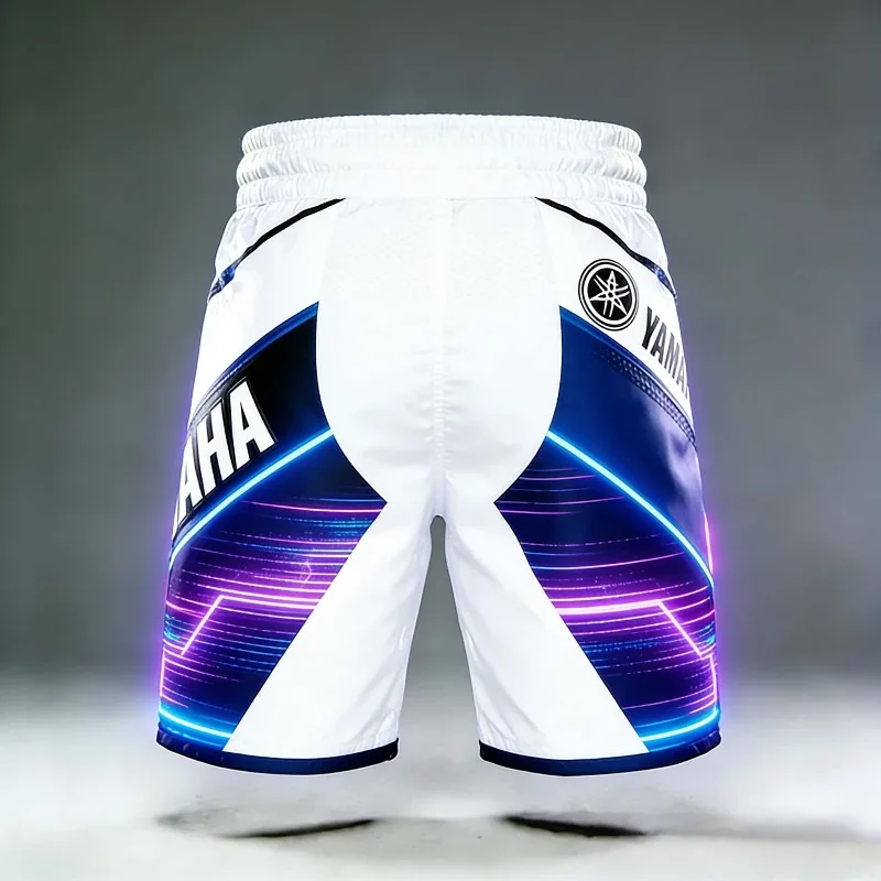2026 Summer New Yamaha White Stripe Fashion Sports Outdoor Fitness Shorts, Men Women Large Casual Motorcycle Riding Shorts